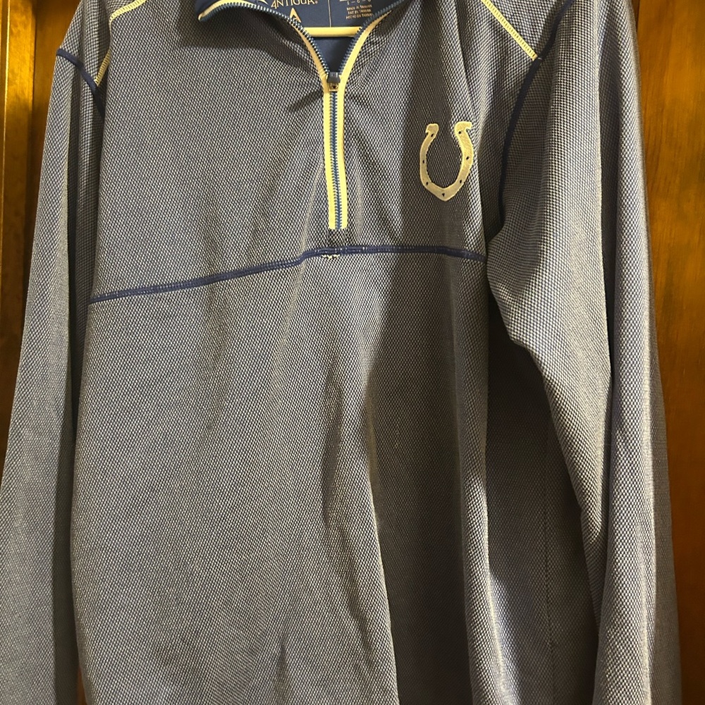 Blue Quarter-Zip Pullover with Logo